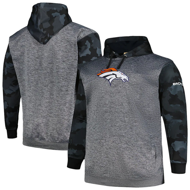 Men's Denver Broncos Heather Charcoal Big & Tall Camo Pullover Hoodie Men's Denver Broncos Heather Charcoal Big & Tall Camo Pullover Hoodie
